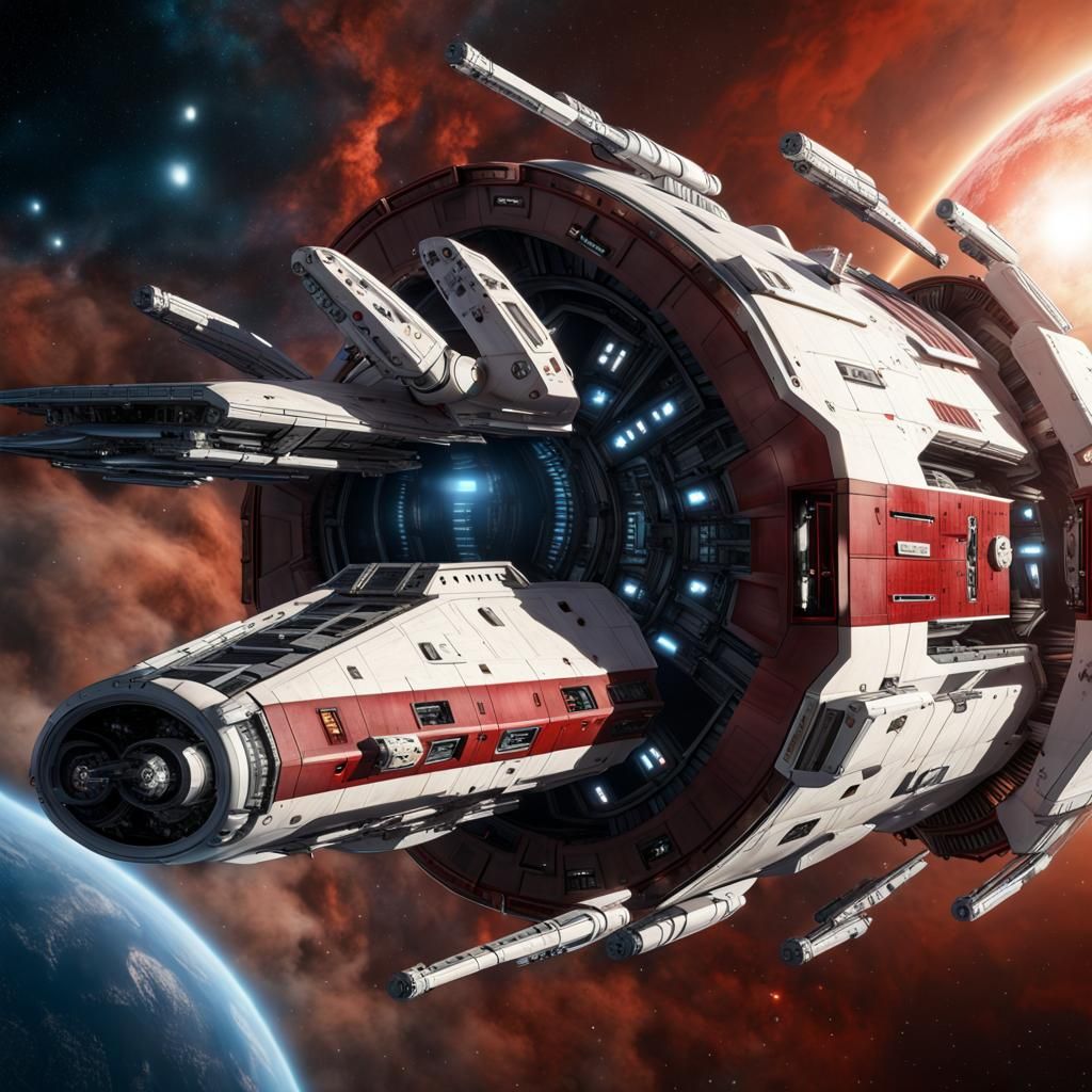 Starship Medical Frigate in Chris Foss Style