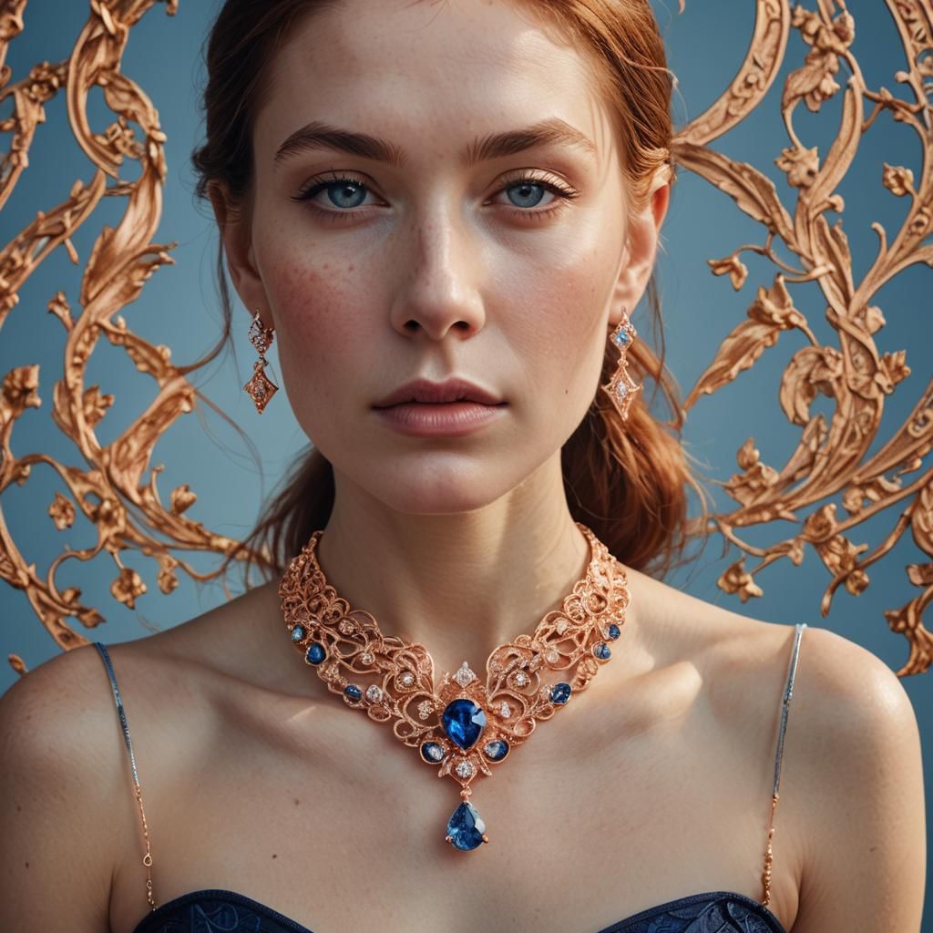 Rose Gold Diamond Necklace in Pop Art Style