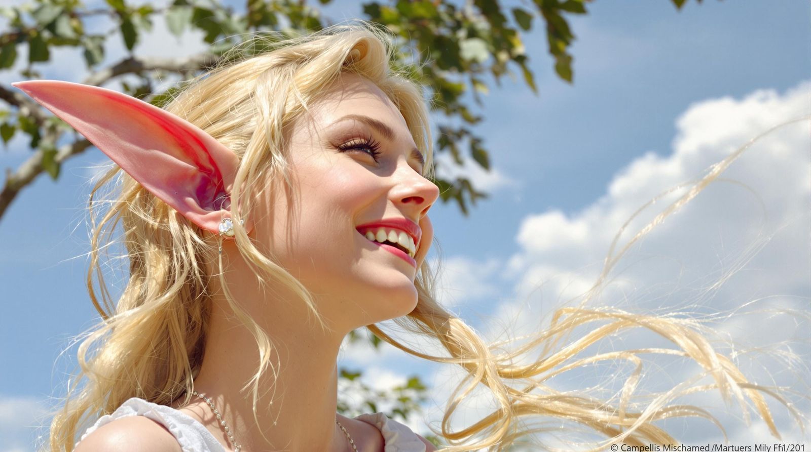 Hyper-Realistic Fantasy Elf Portrait in a Sunny Day Setting