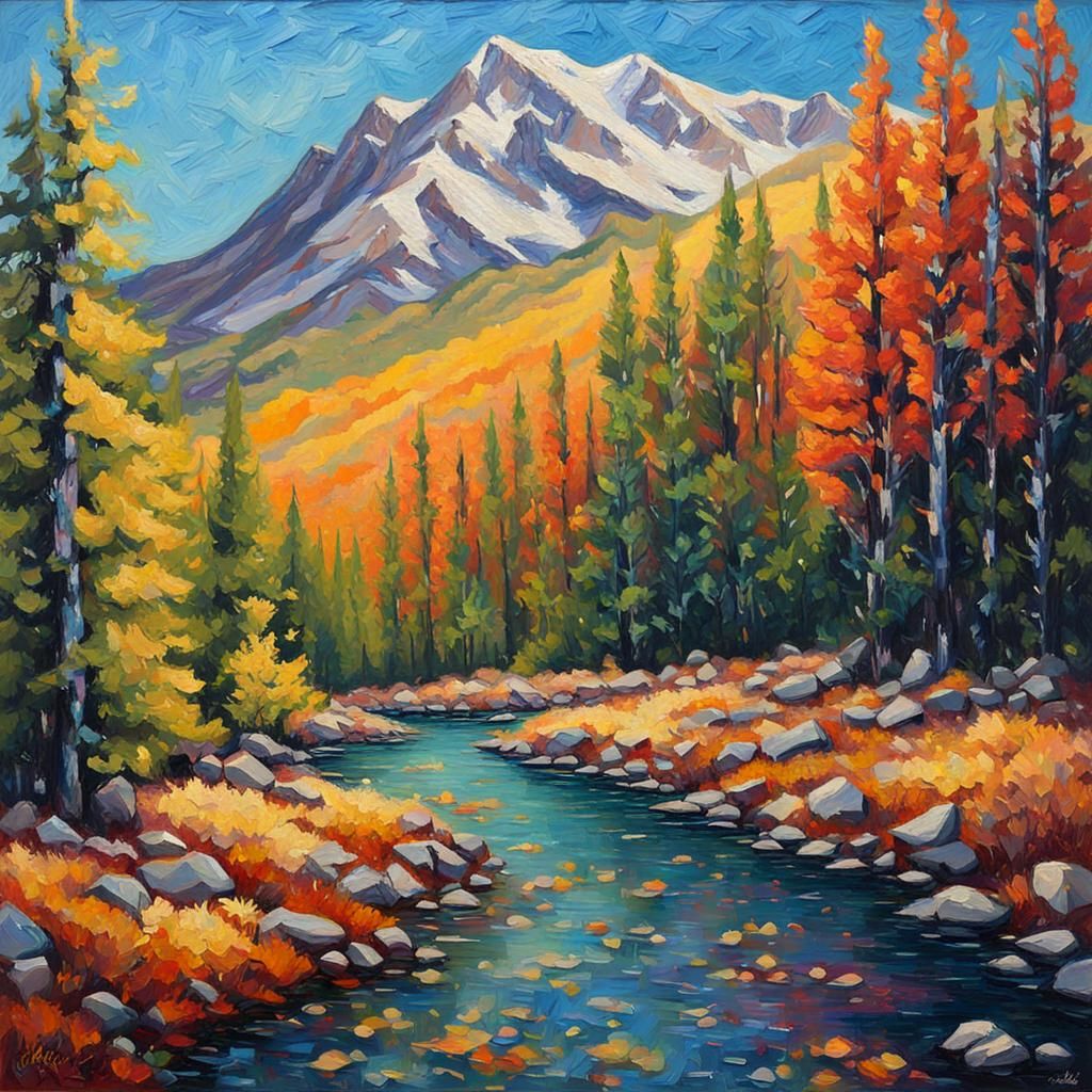High Sierra as Expressionist Impasto Oil Painting