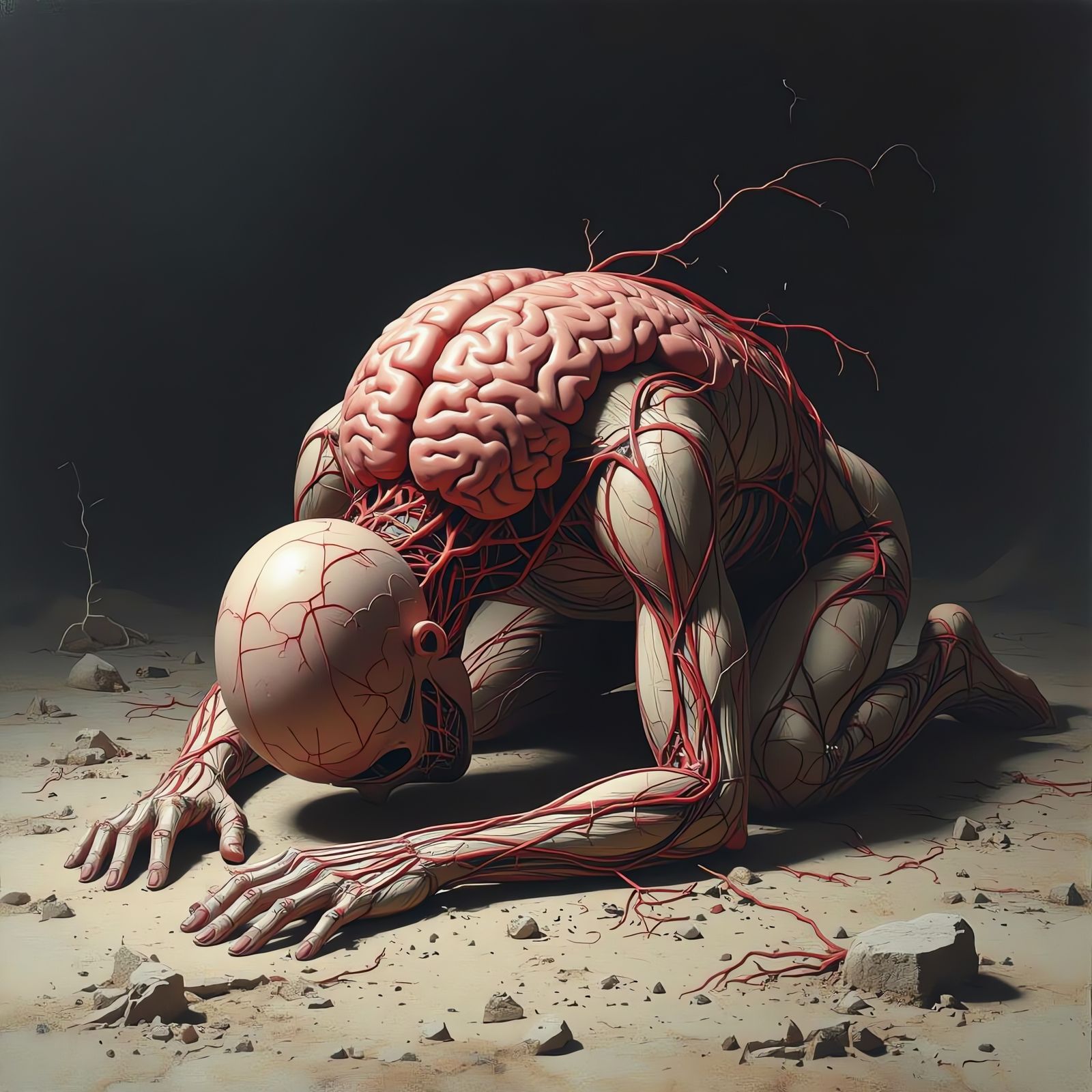 Melancholic Figure Formed of Circle of Willis Vessels