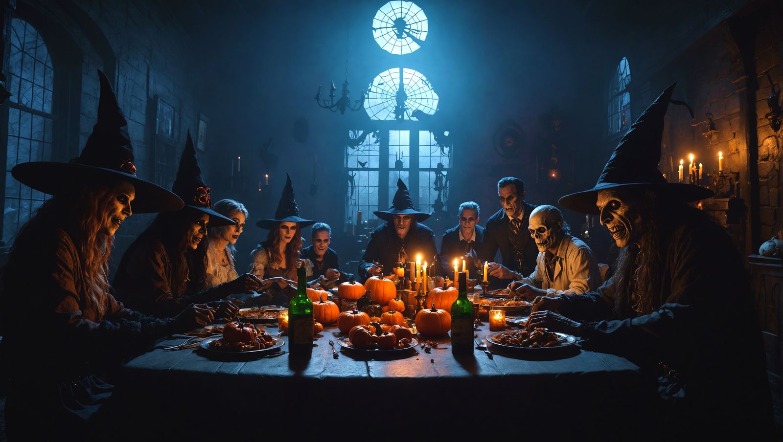 Spooky Halloween Feast in Haunted House