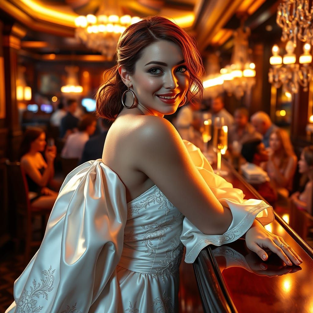 Enchanting Redhead in Lavish Nightclub Attire