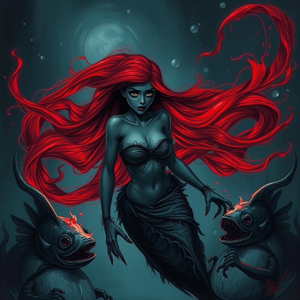 Dark Ariel in Underwater Twilight Zone