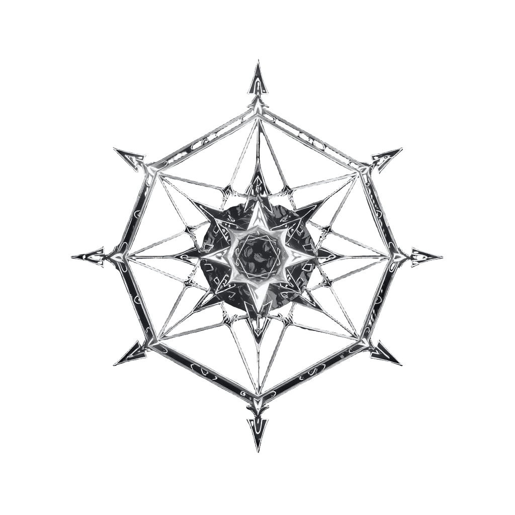 Ethereal White Metatron's Cube Glyph in Grayscale