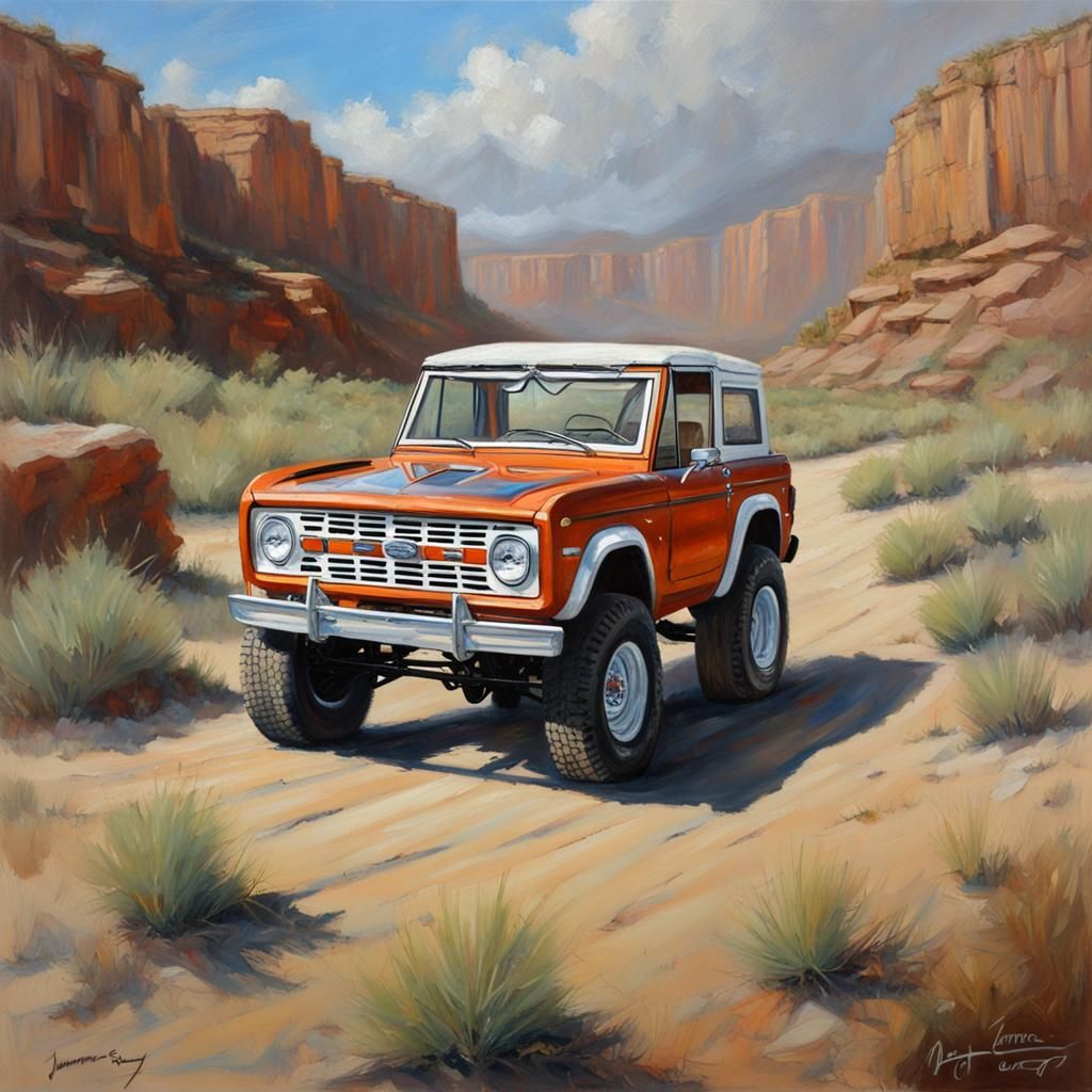 Ford Bronco in Oil Painting Style