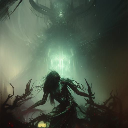 Creepy Shadow Monster in Gothic Dark Fantasy Style