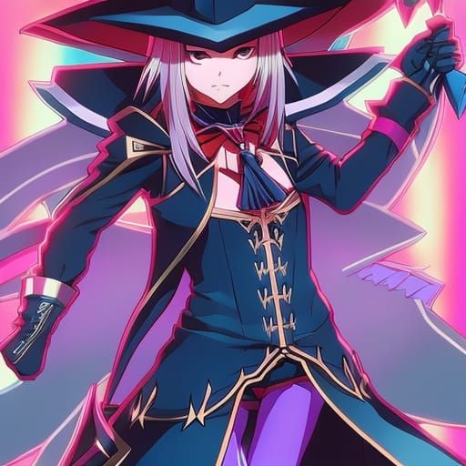 Cyberpunk Dark Magician Girl Anime Style