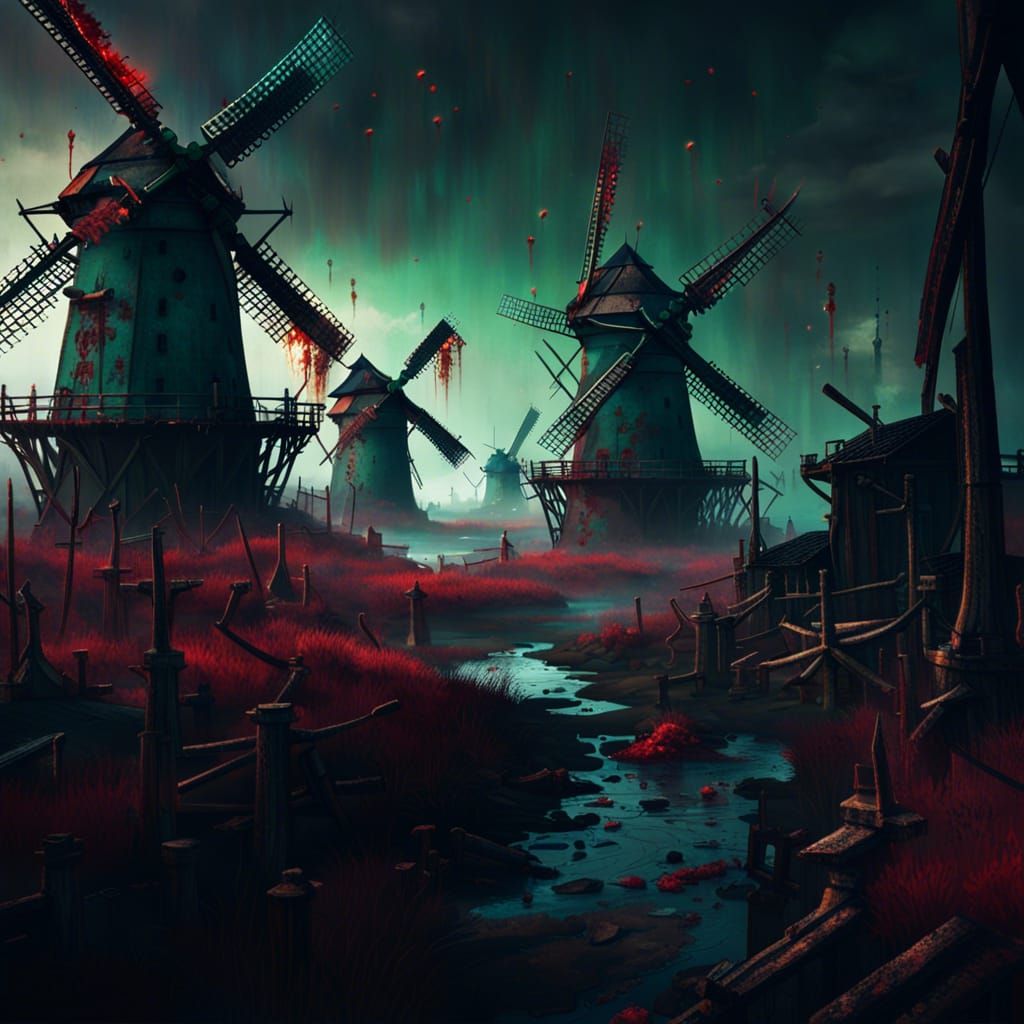 Dystopian Cityscape Dominated by Windmills: Unreal Engine 5