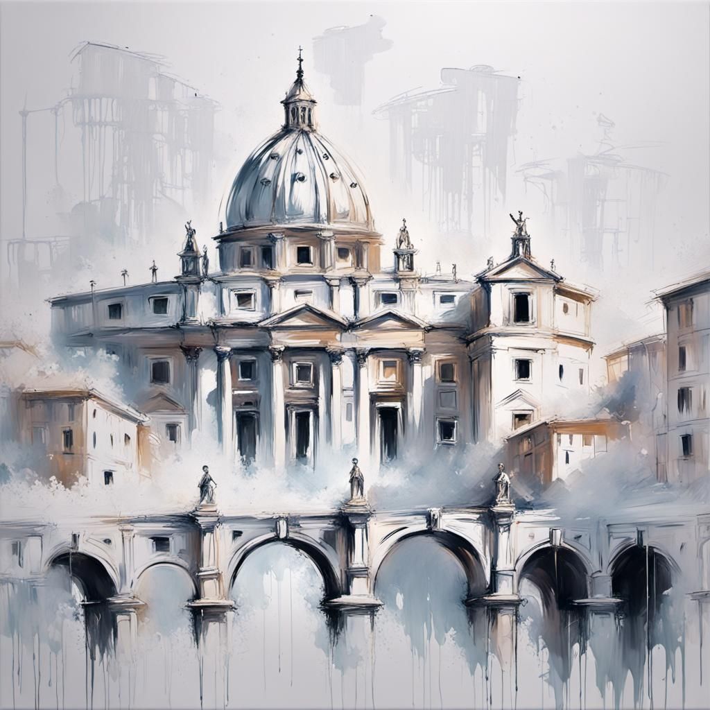 Dreamy Rome Skyline in Abstract Cartoon Style