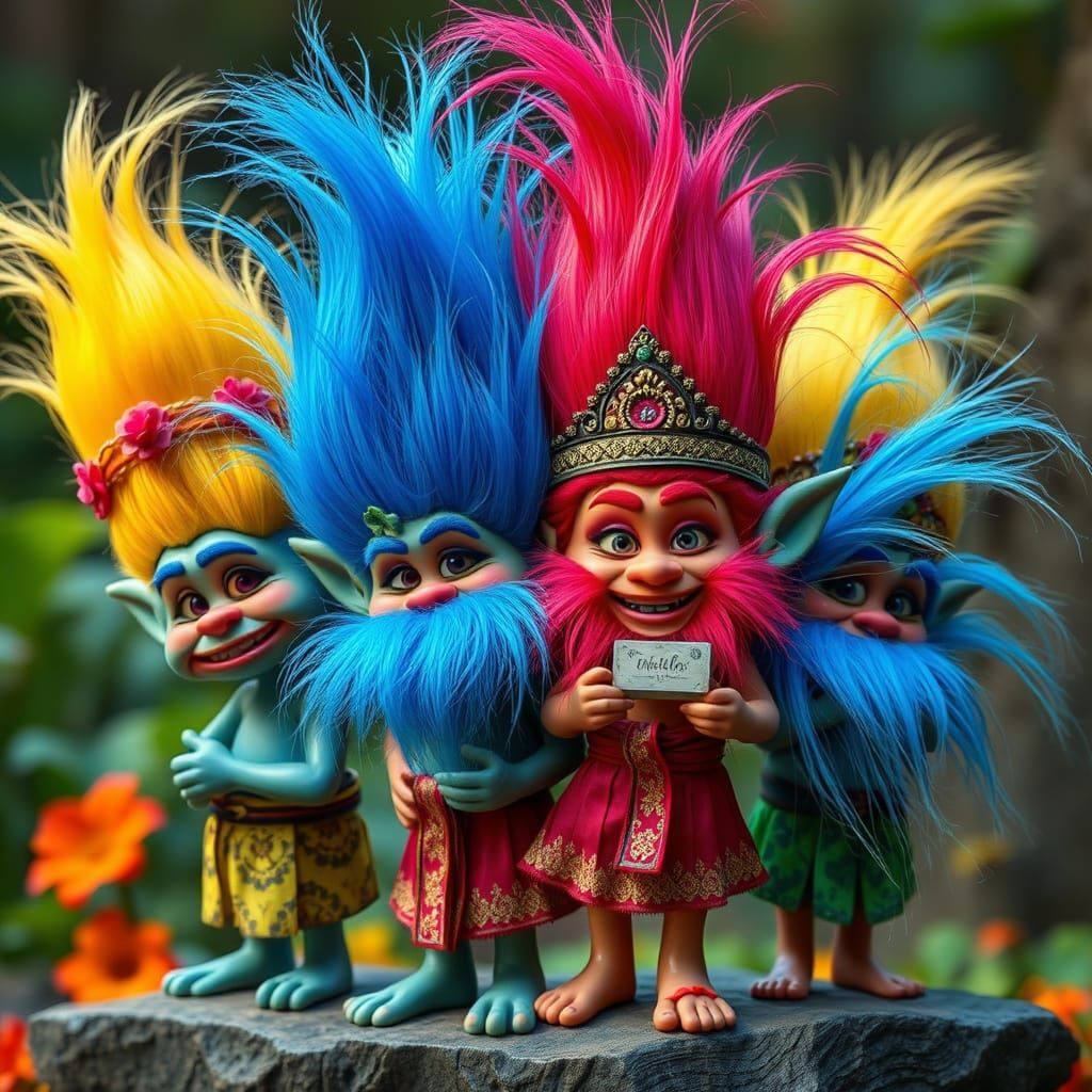 Balinese Trolls in Traditional Art Style