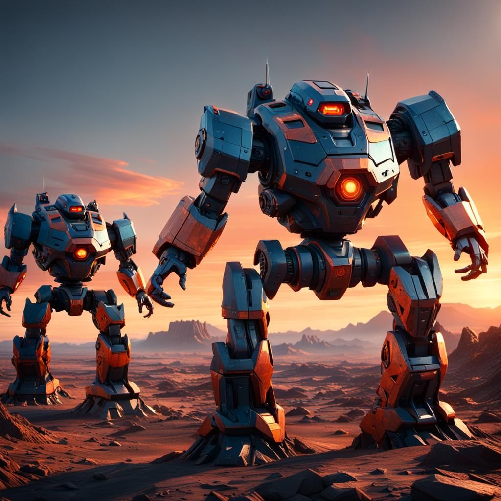 Epic Mecha Duel on Alien Planet in 8K