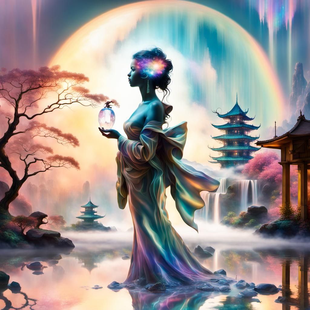 Futuristic Surrealism: Waterfall in Female Silhouette