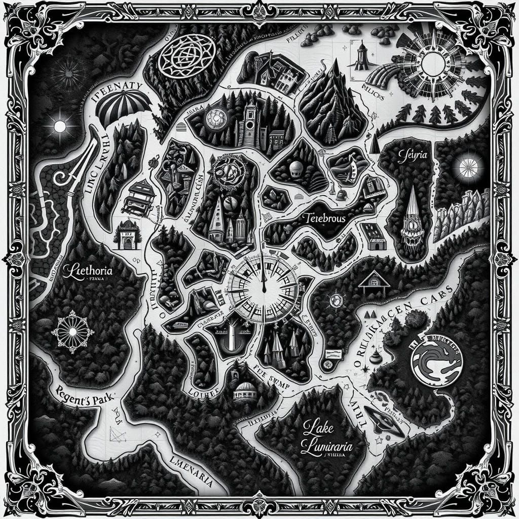 Whimsical Regency Era Magic Map with Enchanted Kingdoms and...