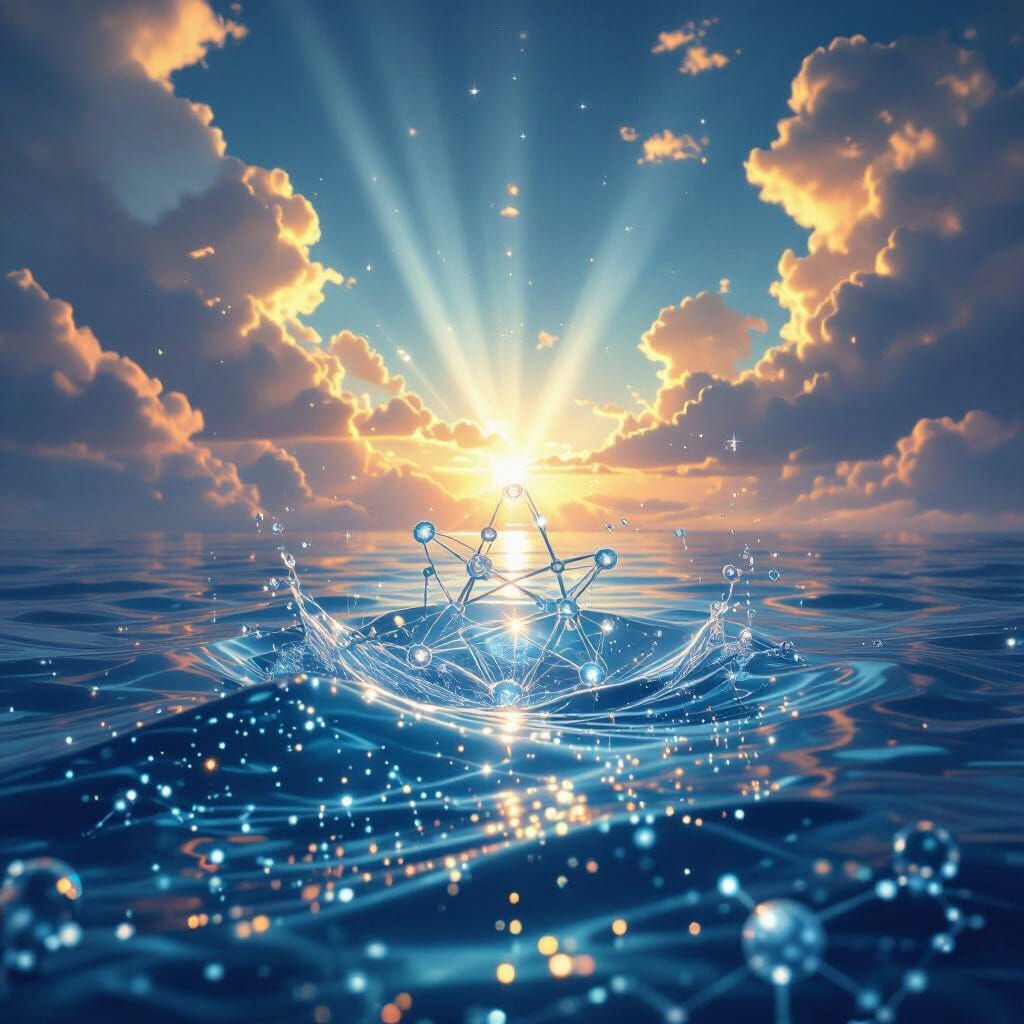 Futuristic Clean Water Concept: Carbon Atoms & Quantum Energ...