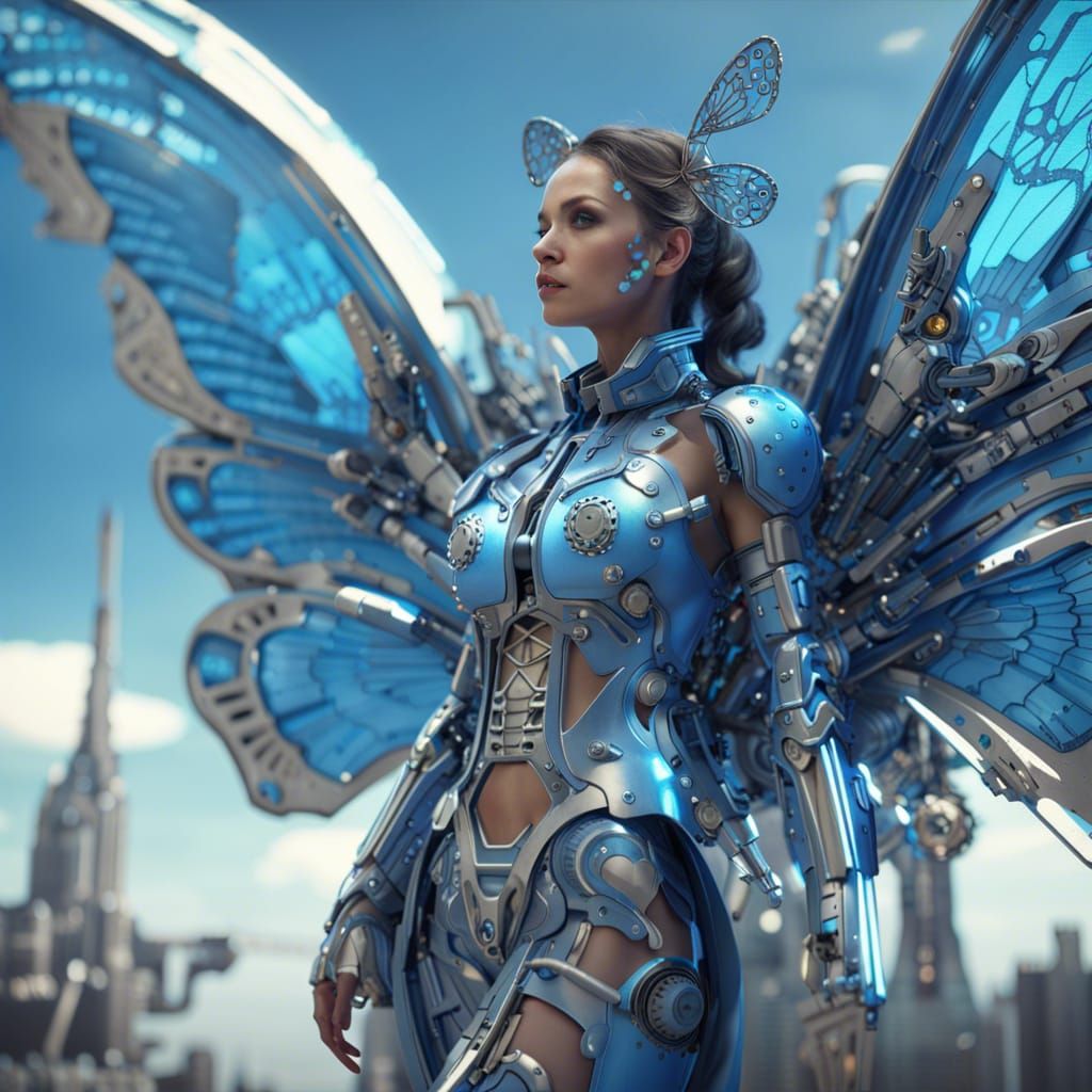 Butterfly Woman in Sci-Fi Starry Night