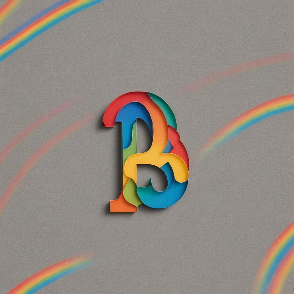 Letter R on Rainbow Background