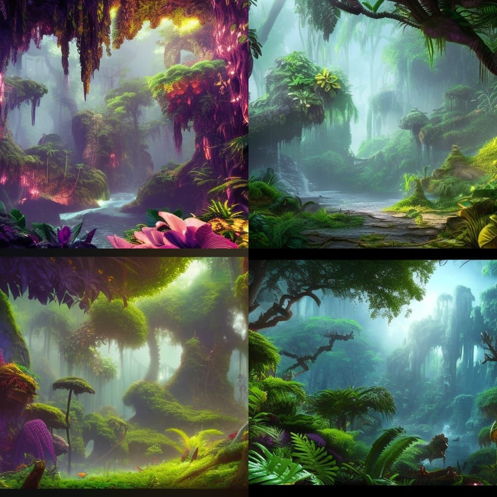 Lush Magical Jungle Concept Art in 8K