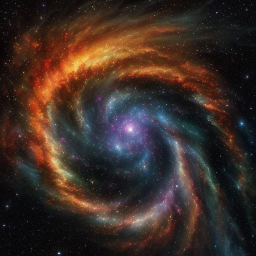 Fiery Galaxy Engulfed in Cosmic Impressionism