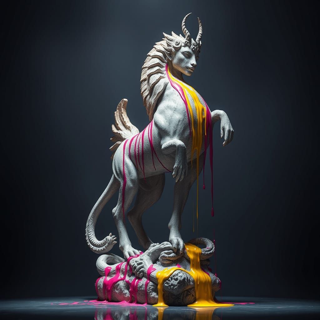 Vibrant Dripping Paint Sculpture in Hyper-Realistic Detail