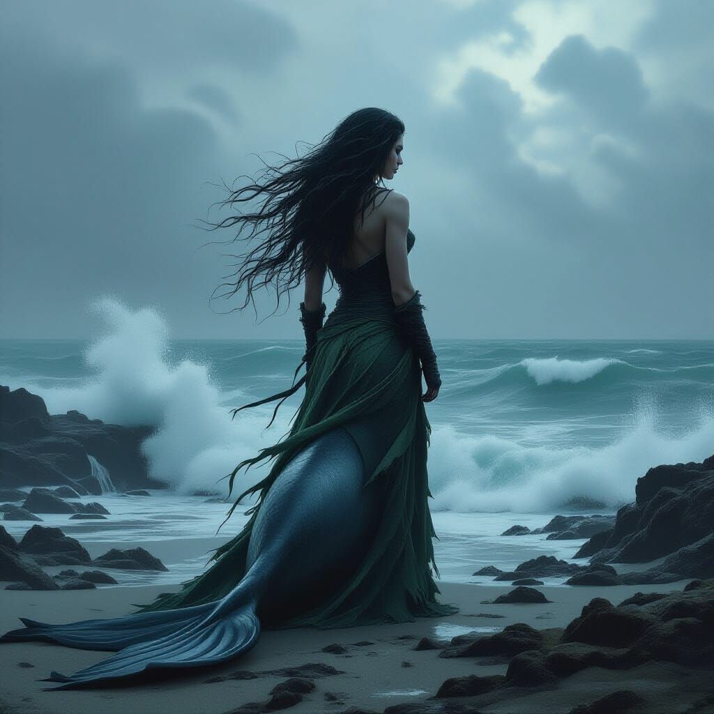 Mystical Selkie on Windswept Irish Shore