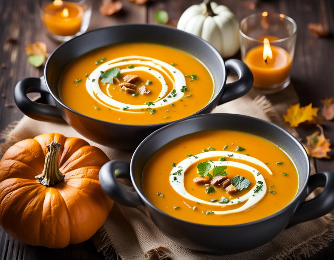 Gourmet Pumpkin Soup in Professional Photo Style