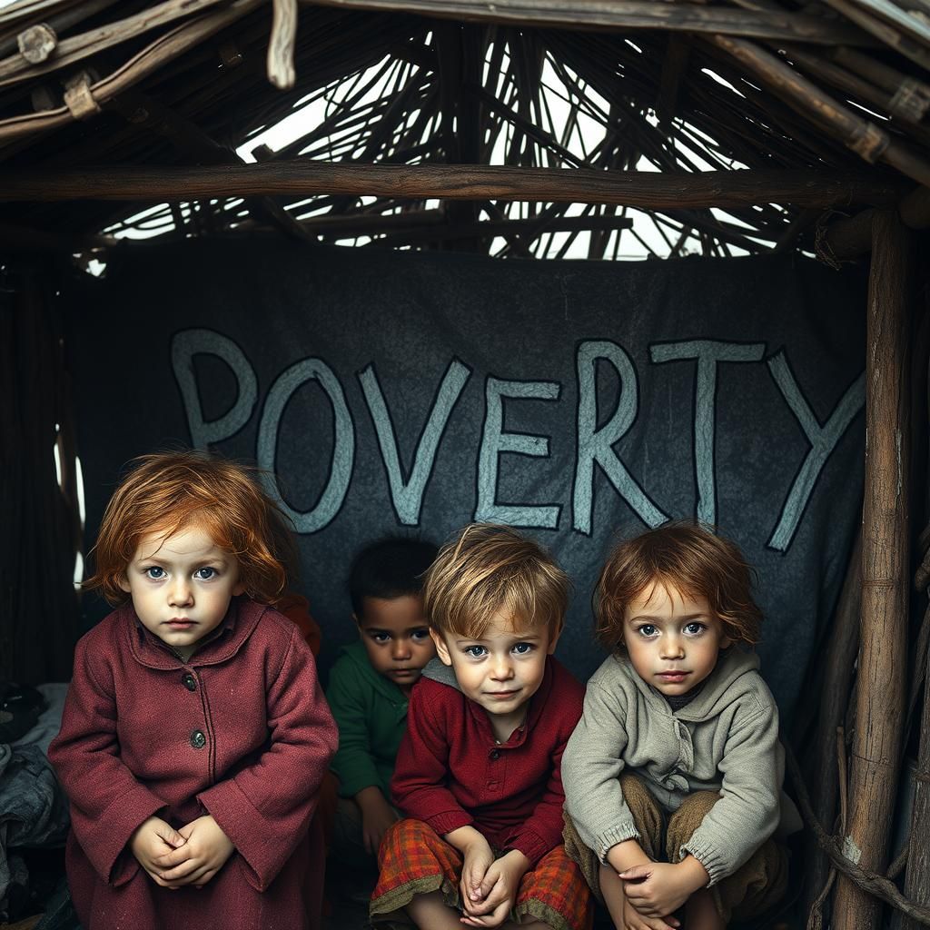 Haunting Image of Children in Poverty: Word Art