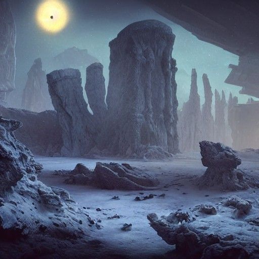 Icy Sci-Fi Landscape on Alien World