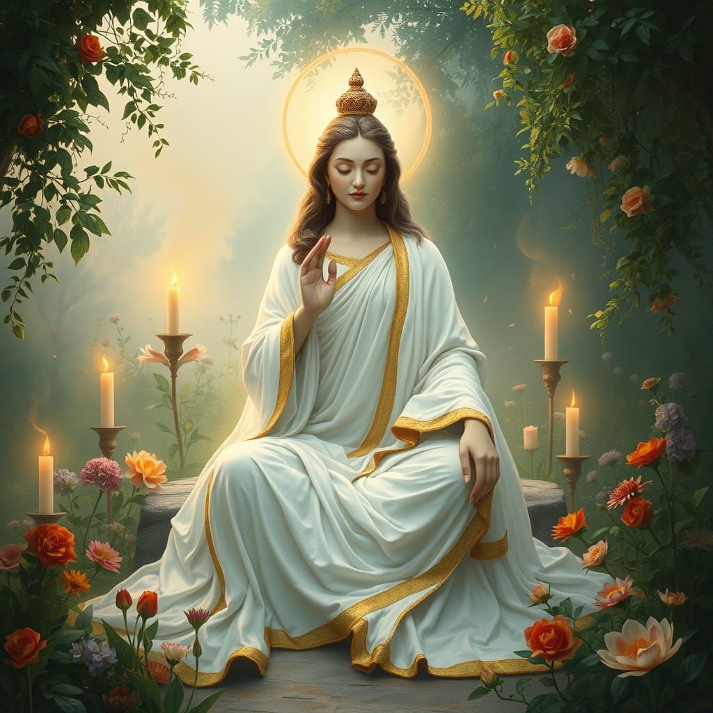 Mystical Christian Bodhisattva in Ethereal Garden