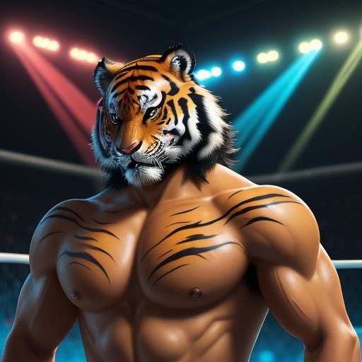 Tiger Mask WWE: Colorful Sport Magazine Illustration