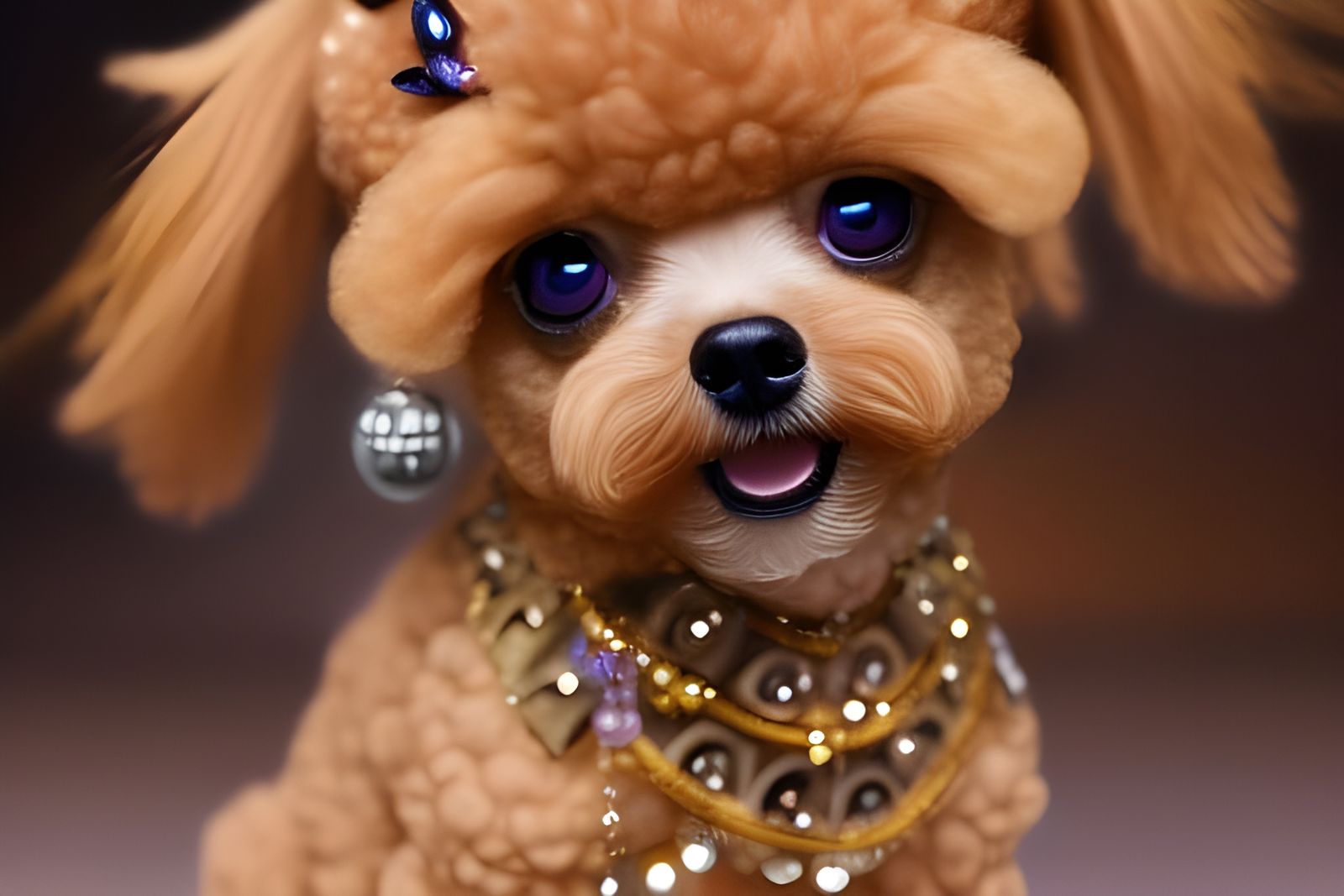 Apricot Poodle Warrior in Detailed Digital Art