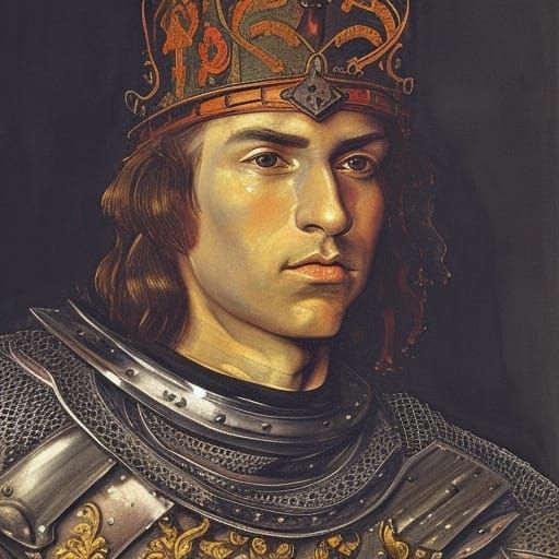 Medieval Knight Portrait in Ink and Wash Style