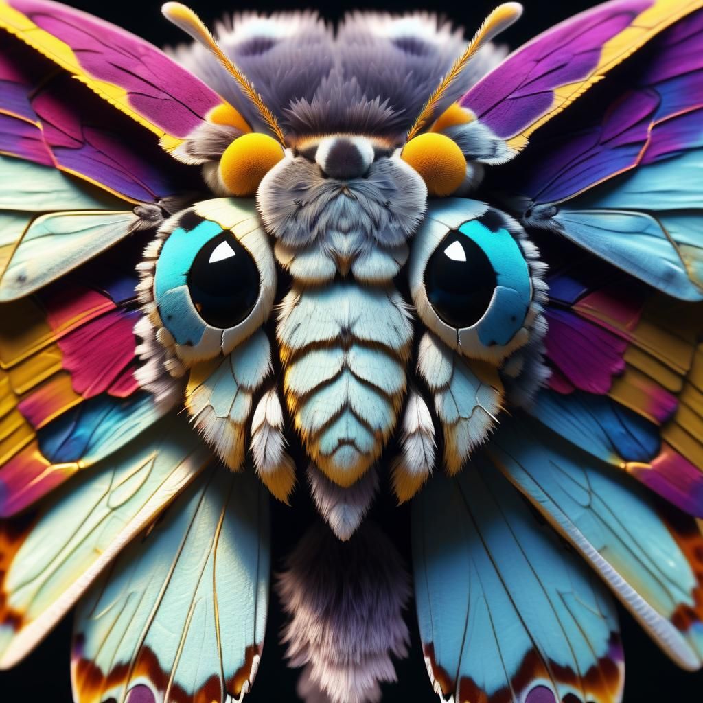 Ultra Realistic Squeaking Silkmoth Macro Portrait
