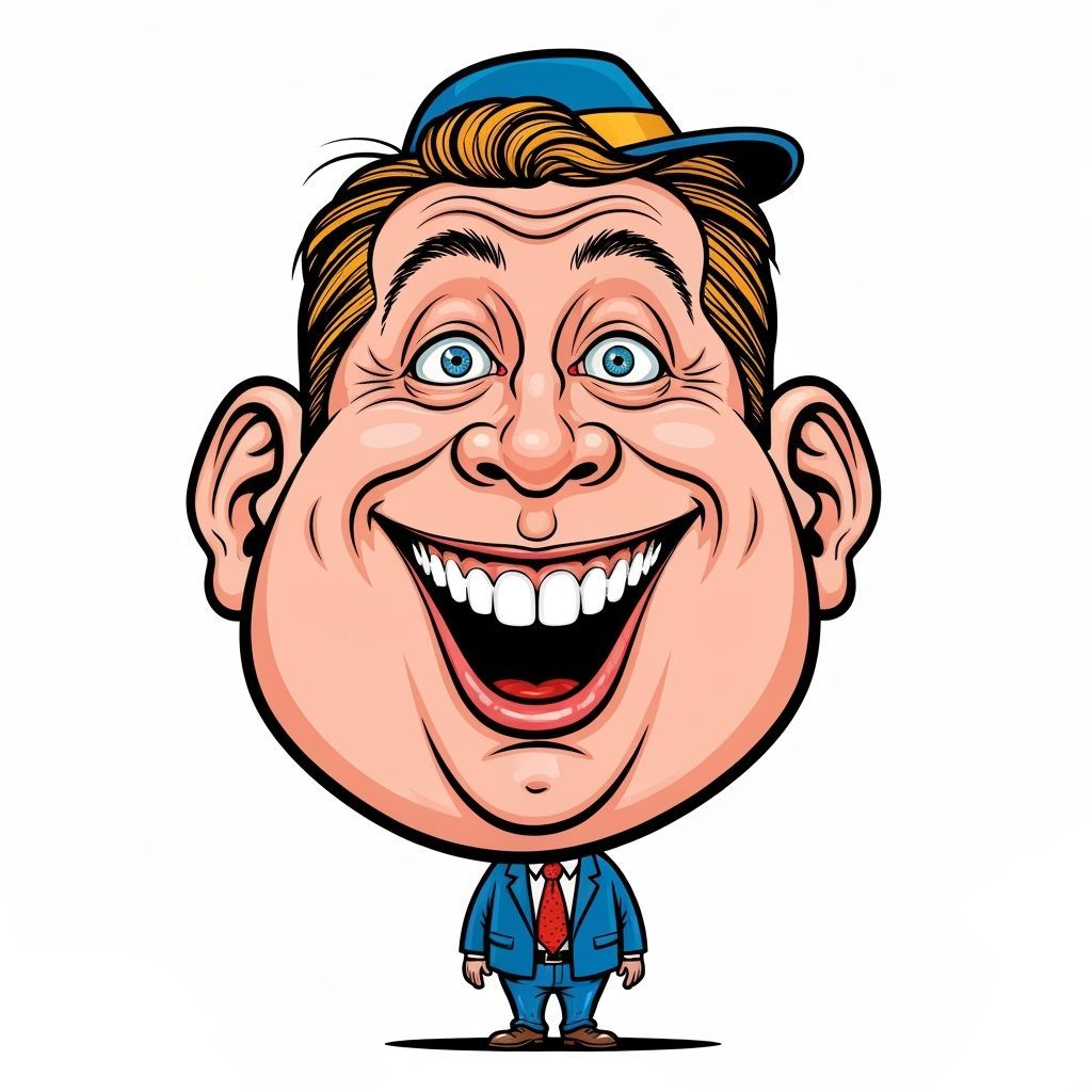 Exaggerated Cartoon Caricature with Bulbous Head