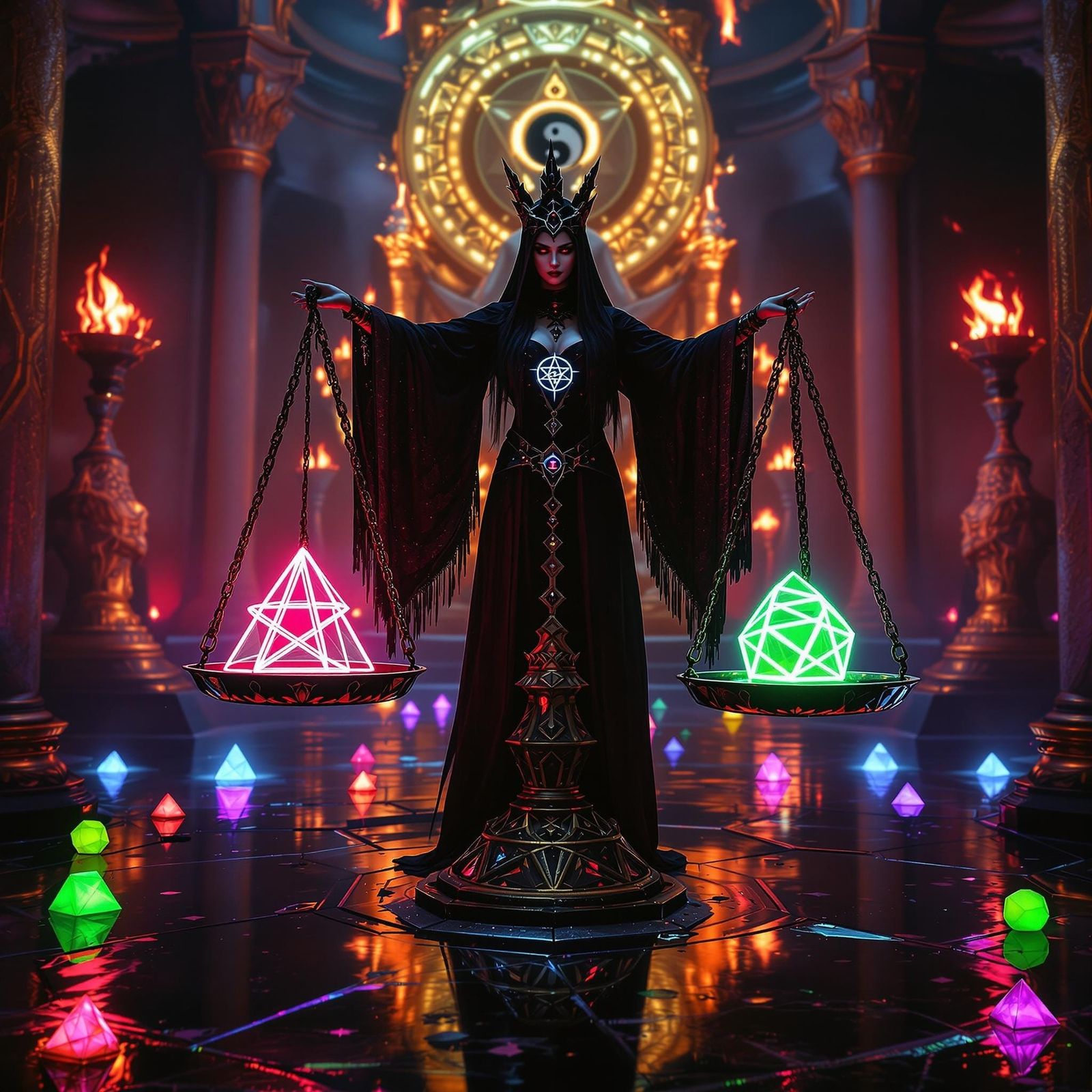 Gothic Empress Witch with Balancing Scales