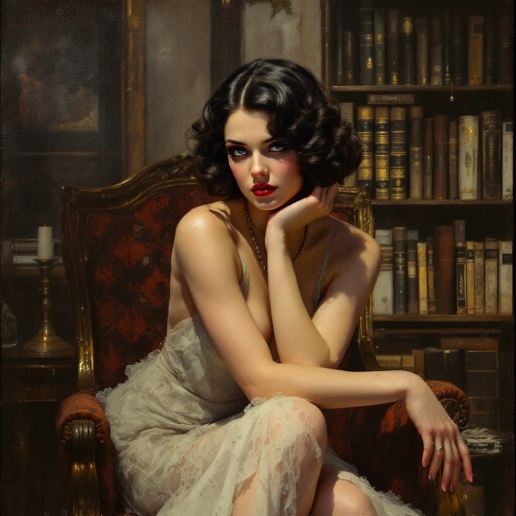 Gothic Glamour in a Mysterious 1920s Library