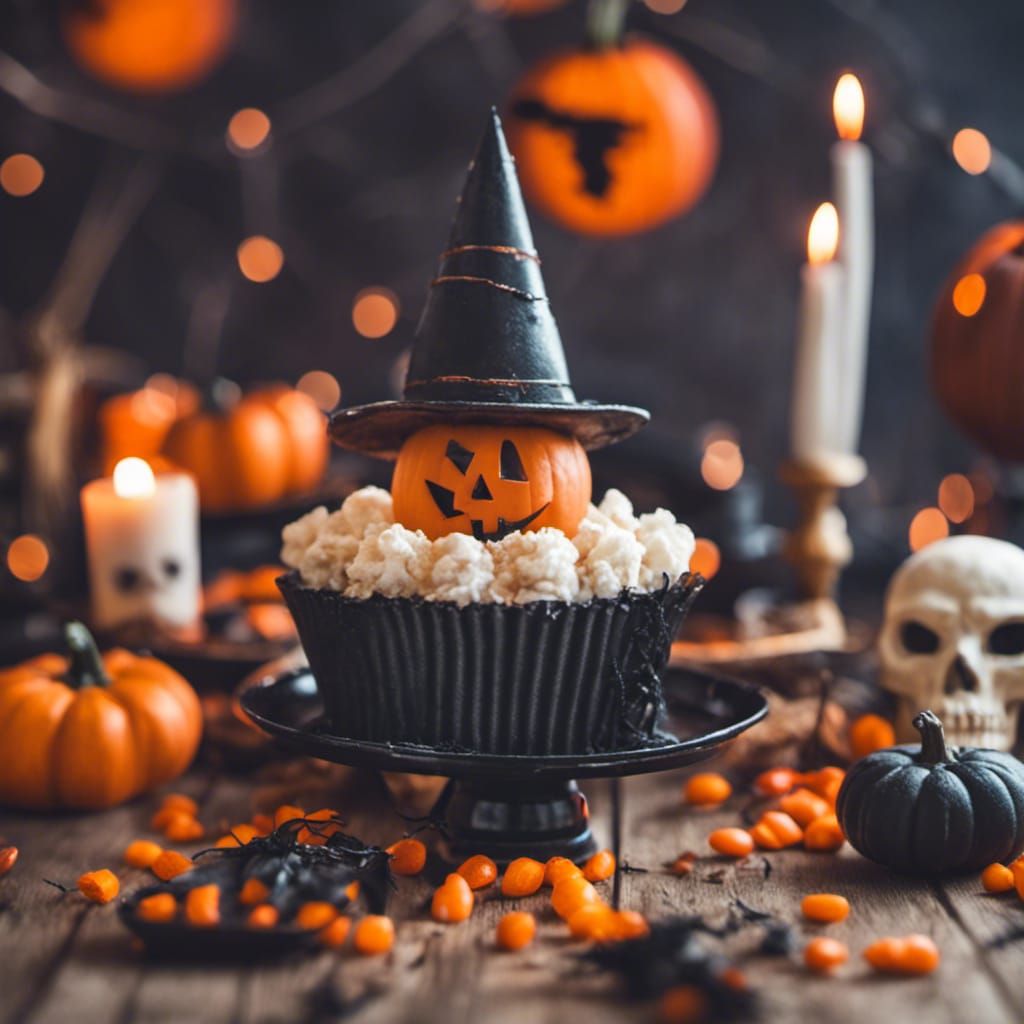 Halloween Party Scene with Bokeh Lighting
