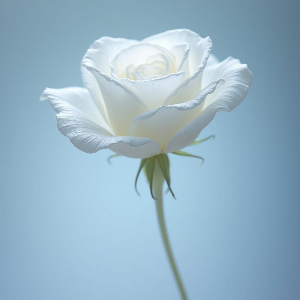 Ethereal Glass Rose in Dreamy Blue Hues