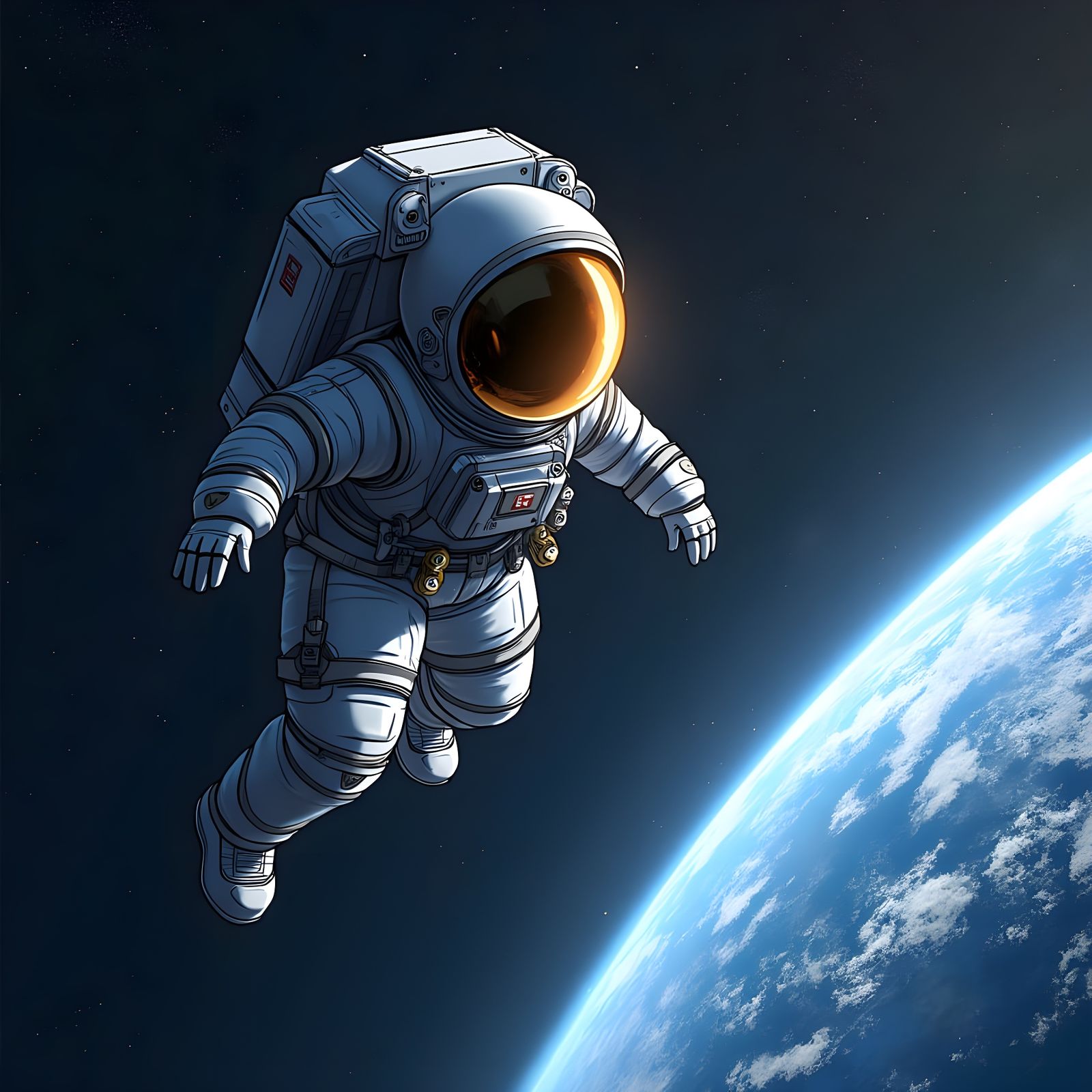 Astronaut's Cosmic Journey: Anime-Inspired Space Art