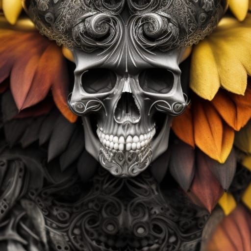 Ornate Skull in Hyperrealistic Style
