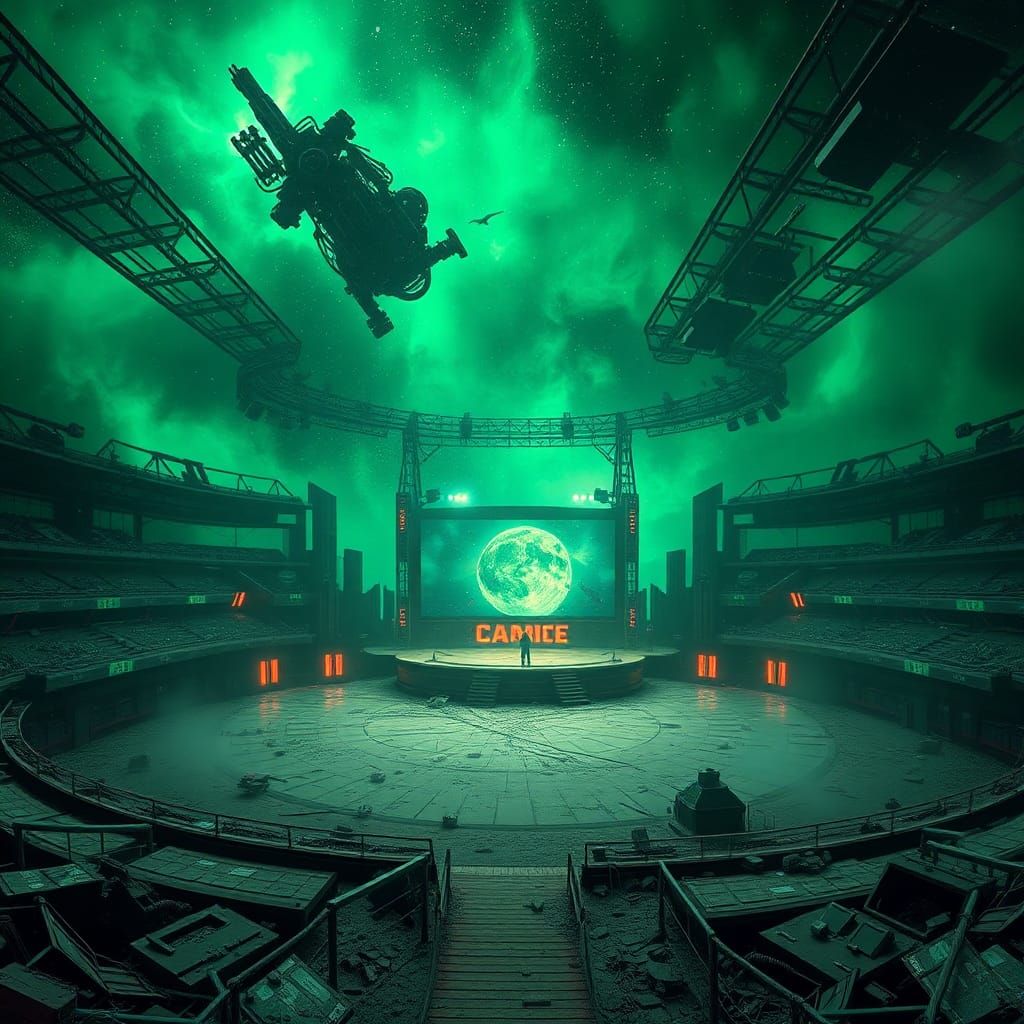 Post-Apocalyptic Game Show in Emerald Nebula: Matte Painting