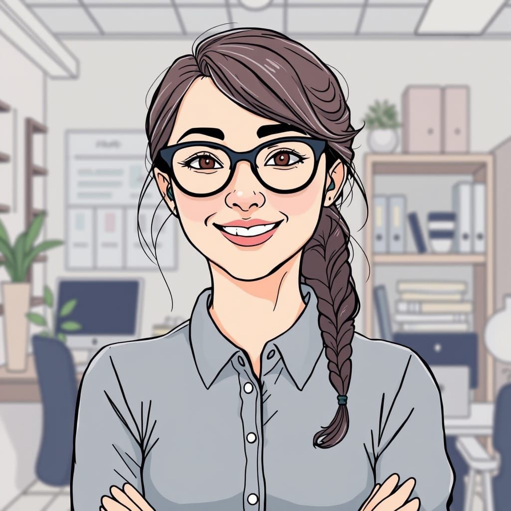 Friendly Assistant with Glasses in Pastel Colors