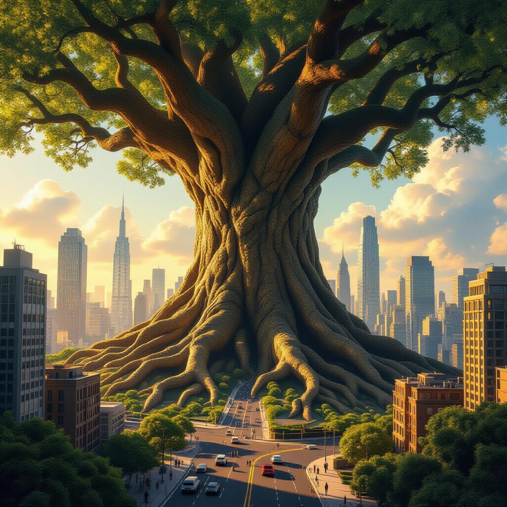 Colossal Ancient Tree Dominates Modern Cityscape
