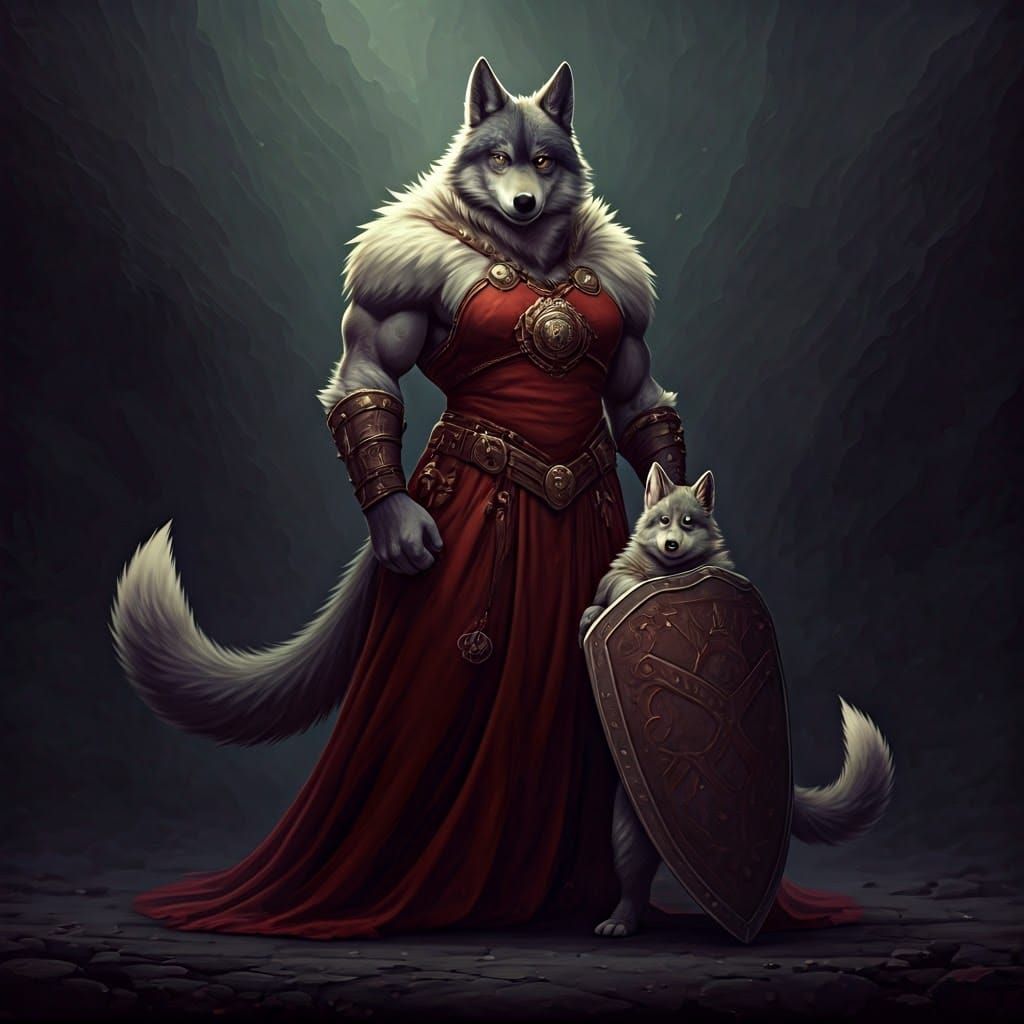Warrior Wolf and Son: Fantasy Concept Art