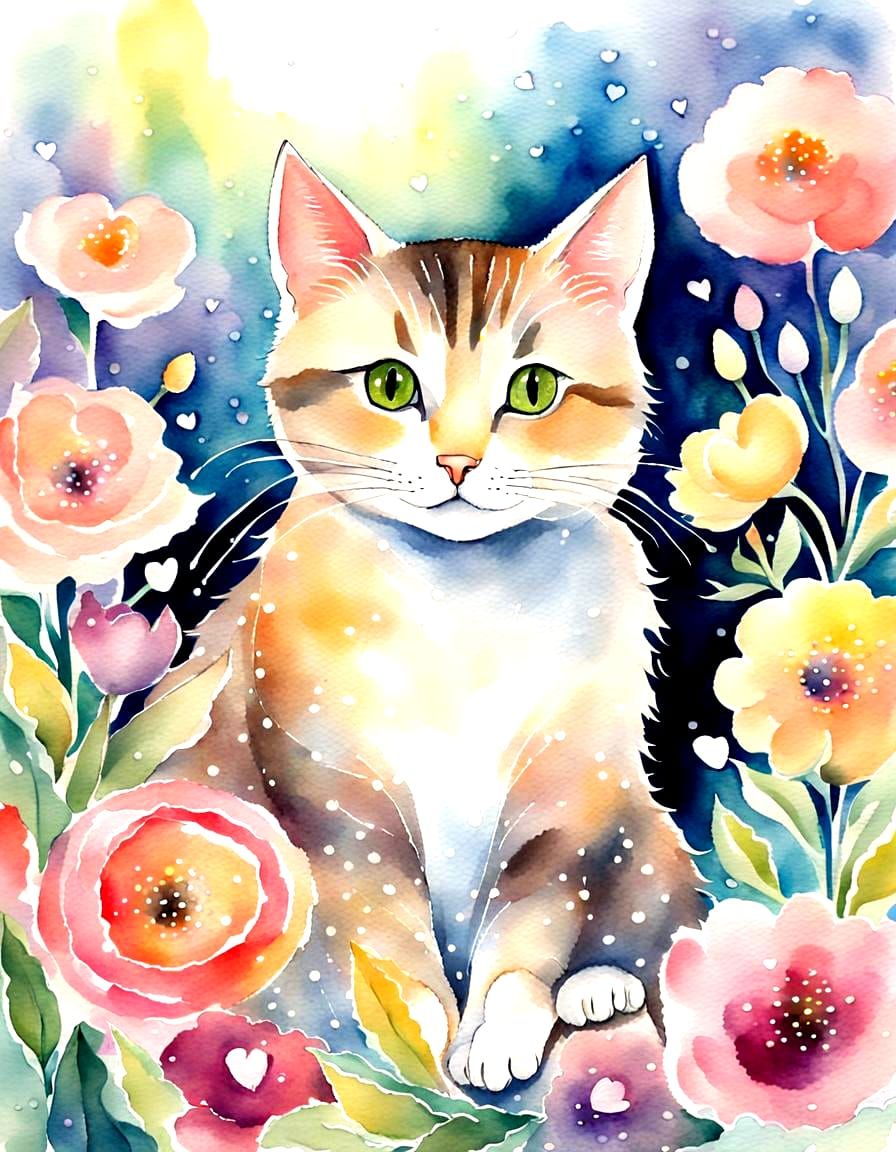 Cute cat sitting on a pillow