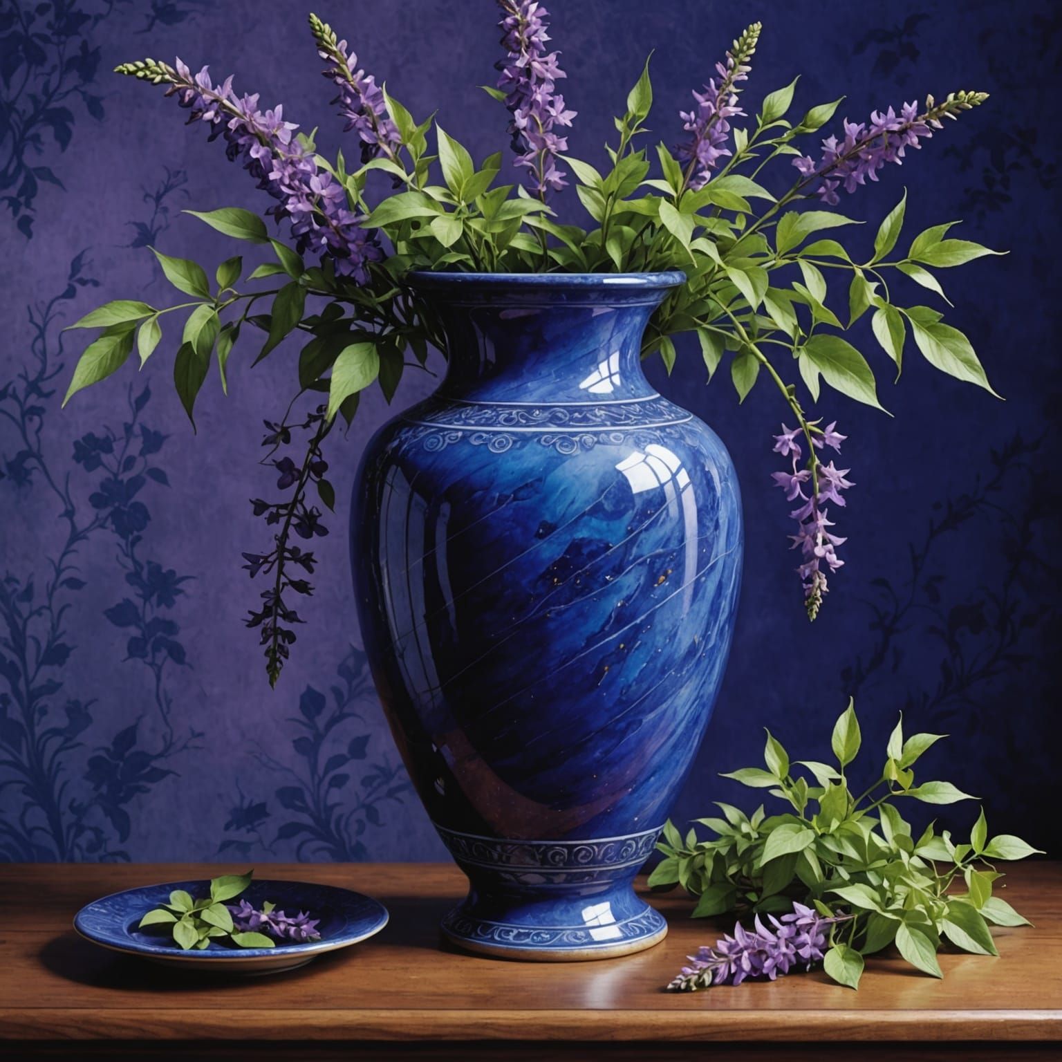 Lapis Lazuli Vase in Whimsical Victorian Style