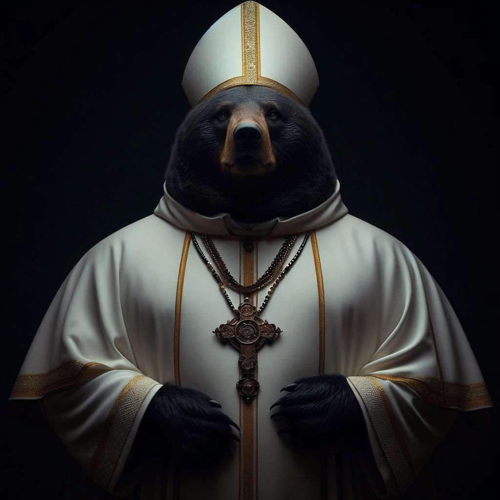 Obese Bear Pope in Dark Ambiance