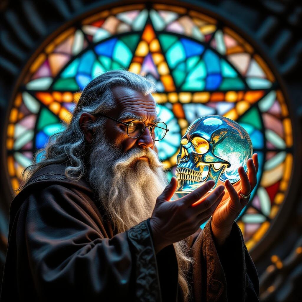 Wizard Connects with Crystal Skull, Psychedelic Art