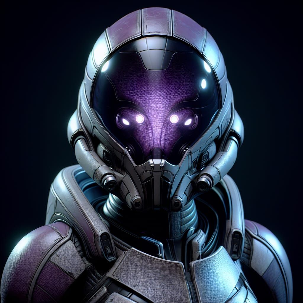 Futuristic Alien Engineer in Protective Suit