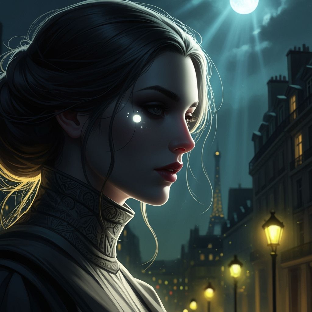 Mysterious Woman in Paris at Night